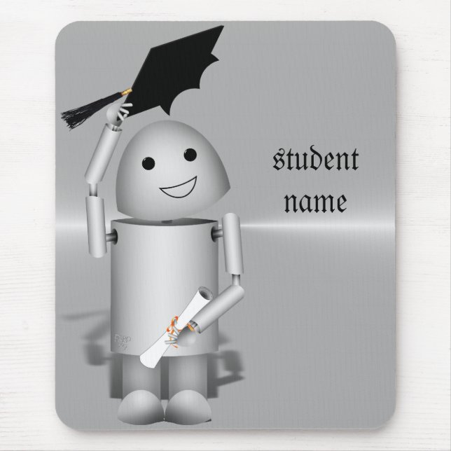 Robo-x9 Graduate - Caps Off in Celebration Mouse Mat (Front)
