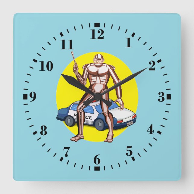 Robocop Square Wall Clock (Front)