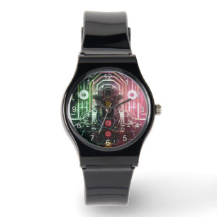 Robot 1 black silicone strap watch w numbers