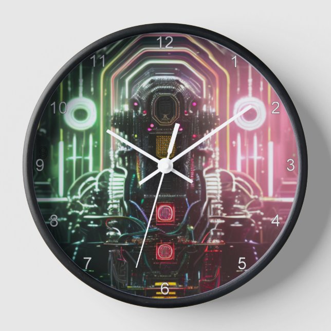 Robot 1 black wall clock w numbers (Front)