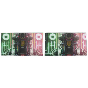 Robot 1 grey king pillowcases pair