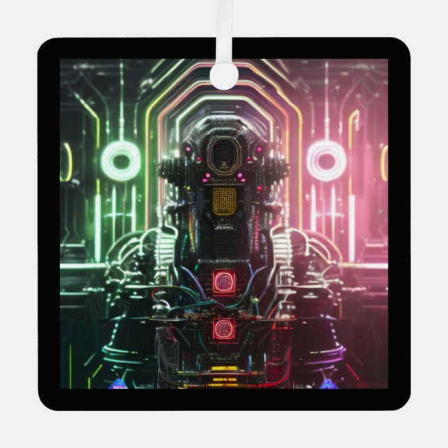 Robot 1 square metal ornament (Front)