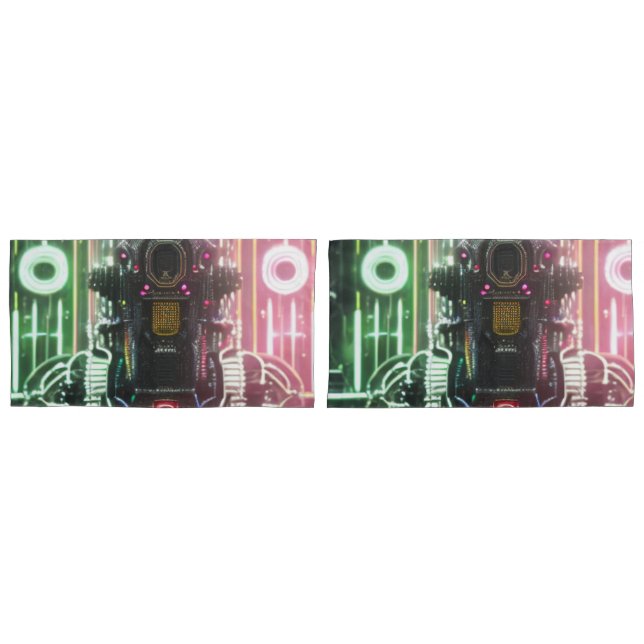 Robot 1 white king pillowcases pair (Front-Set)