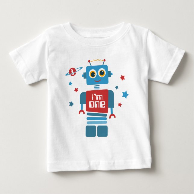 Robot 1st Birthday Baby T-Shirt (Front)