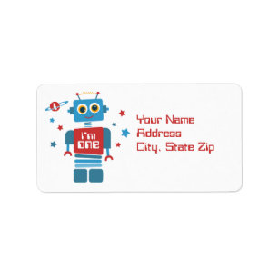 Robot 1st Birthday Label