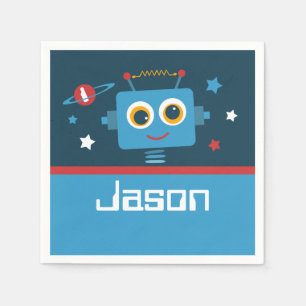 Robot 1st Birthday Napkin