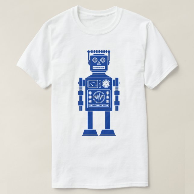 Robot 270620/06 - Navy Blue and White T-Shirt (Design Front)