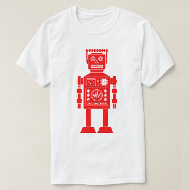 Robot 270620/06 - Red and White T-Shirt (Design Front)