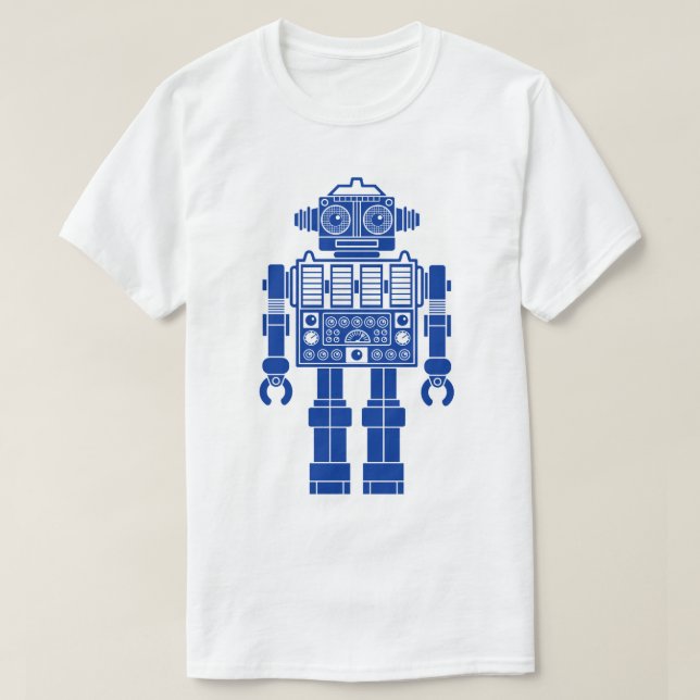 Robot 270620/08 - Navy Blue and White T-Shirt (Design Front)