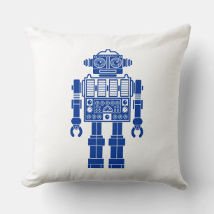 Robot 270620/08 - Navy Blue and White Throw Pillow