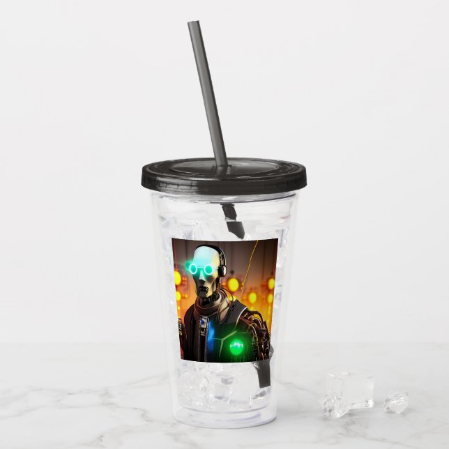 Robot 2 black smoke acrylic tumbler (Front Ice)