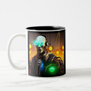Robot 2 black two tone mug