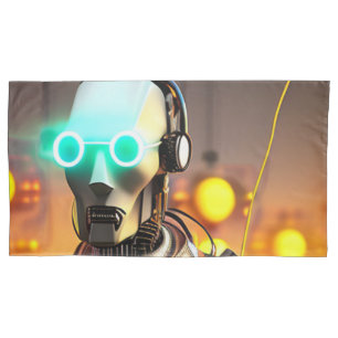 Robot 2 gray king pillowcase