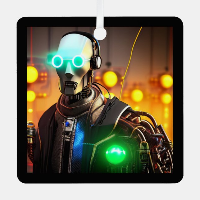 Robot 2 square metal ornament (Front)