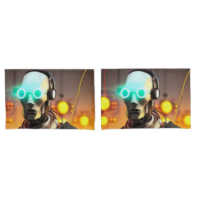 Robot 2 white standard pillowcases pair (Front-Set)