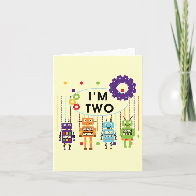 Robot 2nd Birthday tshirts and Gifts Card (Front)