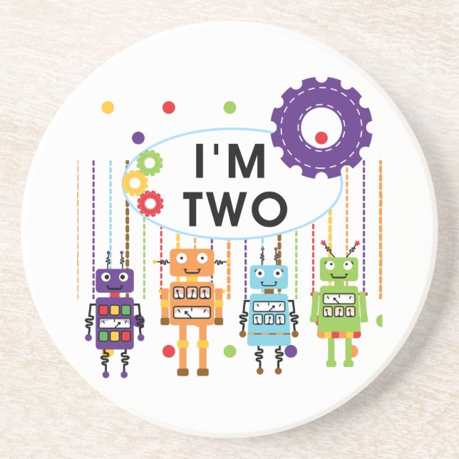 Robot 2nd Birthday tshirts and Gifts Coaster (Front)