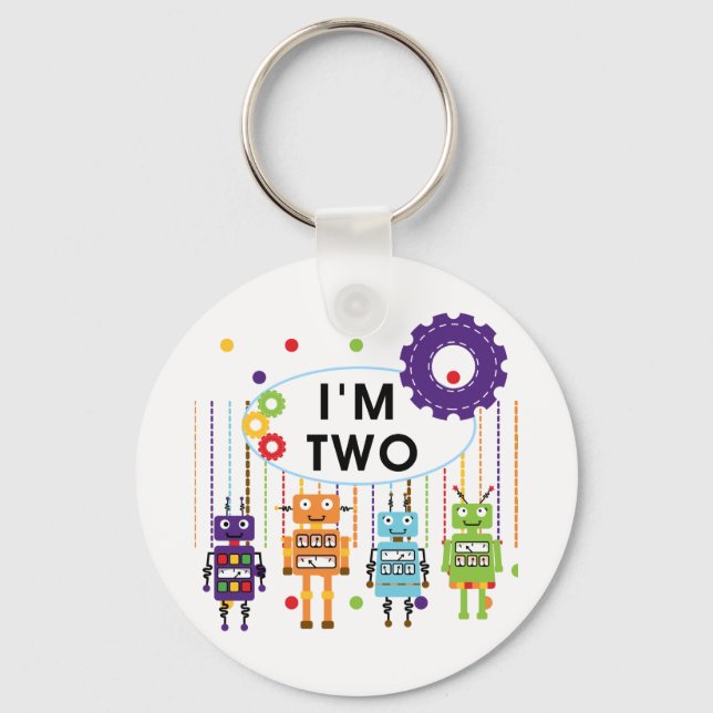 Robot 2nd Birthday tshirts and Gifts Key Ring (Front)