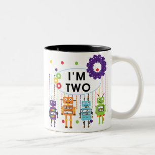 Robot 2nd Birthday tshirts and Gifts Two-Tone Coffee Mug