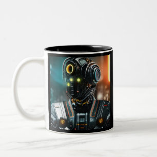 Robot 3 black two tone mug