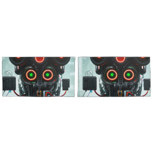 Robot 3 grey king pillowcases pair
