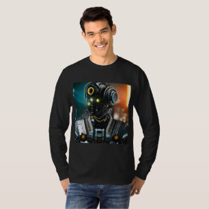  Robot 3 men black long sleeve T-shirt