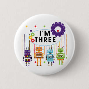 Robot 3rd Birthday T shirts and Gifts 6 Cm Round Badge