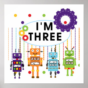 Robot 3rd Birthday T shirts and Gifts Poster
