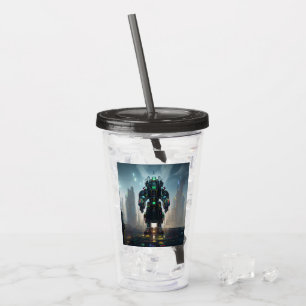 Robot 4 black smoke acrylic tumbler