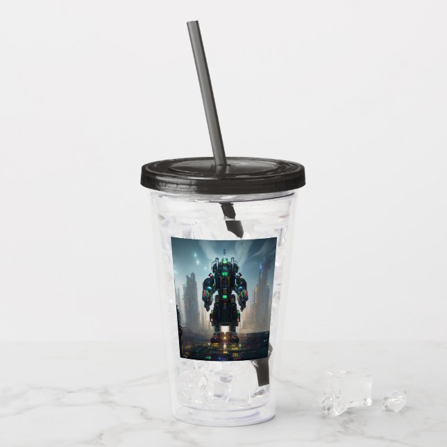 Robot 4 black smoke acrylic tumbler (Front Ice)