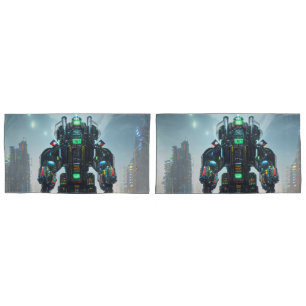 Robot 4 king pillowcases 2 sided pair