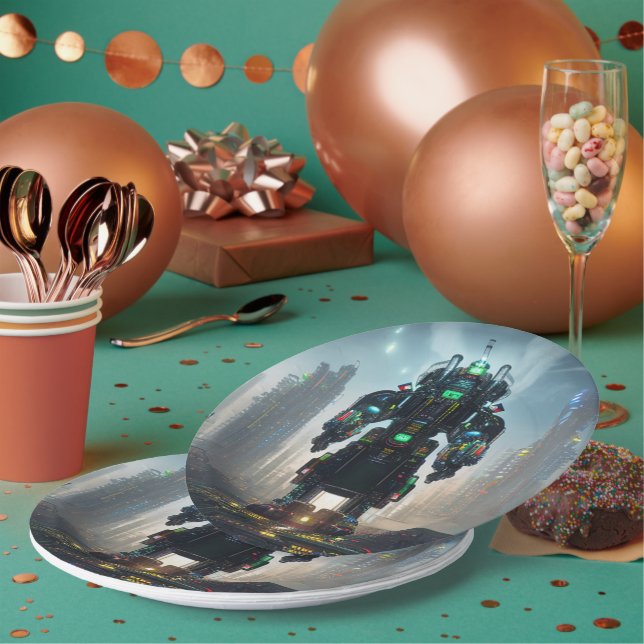 Robot 4 large paper plates (Multi)