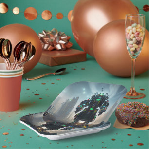 Robot 4 square paper plates