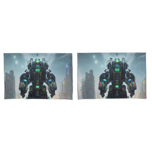 Robot 4 standard pillowcases 2 sided pair (Front-Set)