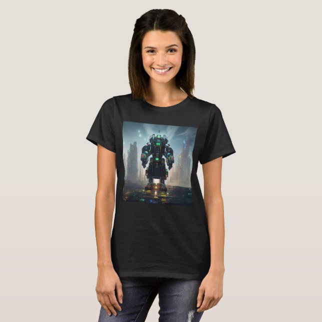  Robot 4 women black T-shirt (Front Full)