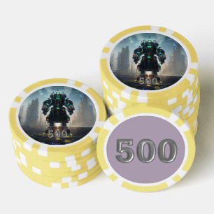 Robot 4 yellow 500 striped poker chip