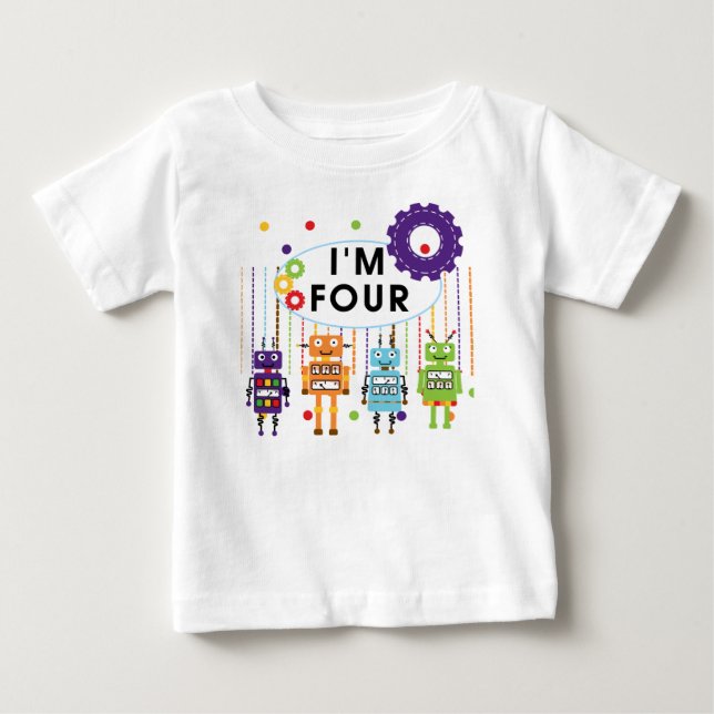 Robot 4th Birthday Tshirts and Gifts (Front)