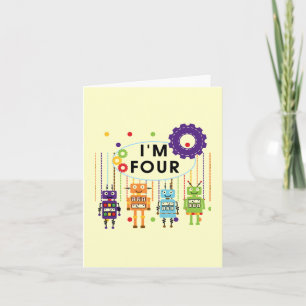 Robot 4th Birthday Tshirts and Gifts Card