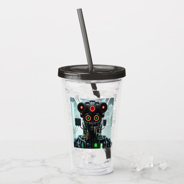 Robot 5 black smoke acrylic tumbler (Front Ice)