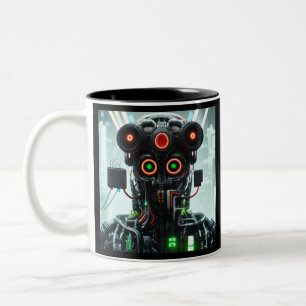 Robot 5 black two tone mug