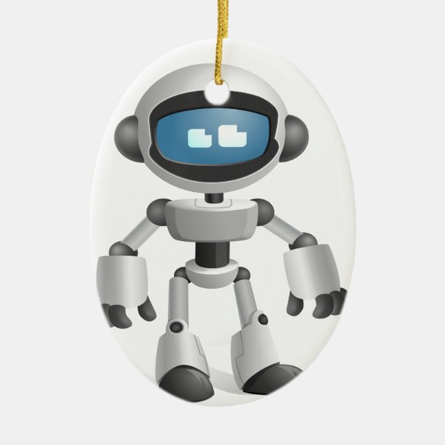 "Robot 5" Ceramic Tree Decoration (Front)