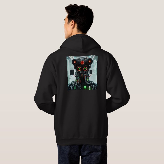  Robot 5 men black hooded sweatshirt back (Back Full)