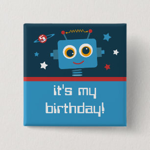 Robot 5th Birthday Custom Buttons