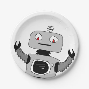 Robot AI Paper Plates For Kids Birthday Party