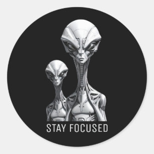 Robot Aliens Round Sticker Set