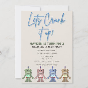 Robot and Gears Birthday Invitation