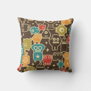 Robot and monsters modern seamless pattern in retr cushion