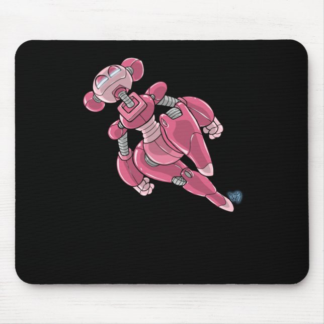 Robot Anime Girl Pink Sticker  Mouse Mat (Front)