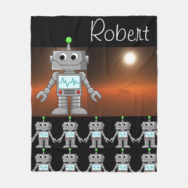 Robot Army Fleece Blanket (Front)
