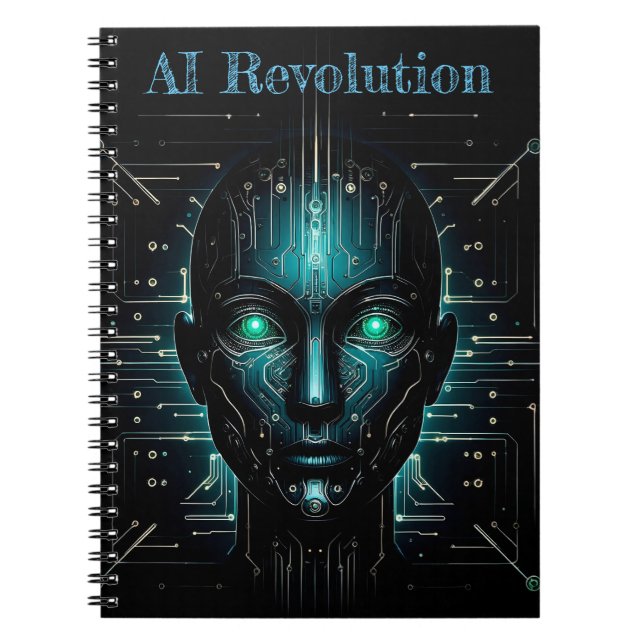 Robot artificial intelligence fantasy art science notebook (Front)